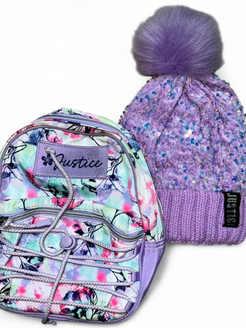 Justice Youth Girls Hat and Backpack Bundle